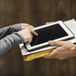 close up tablet electronic signature delivery